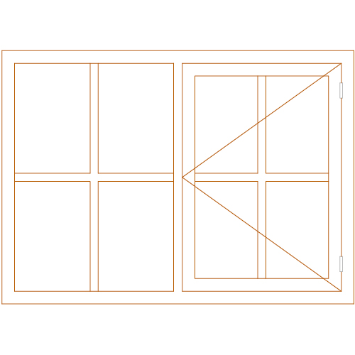 Raam 139 x 66 8-ruits verdeling openslaand